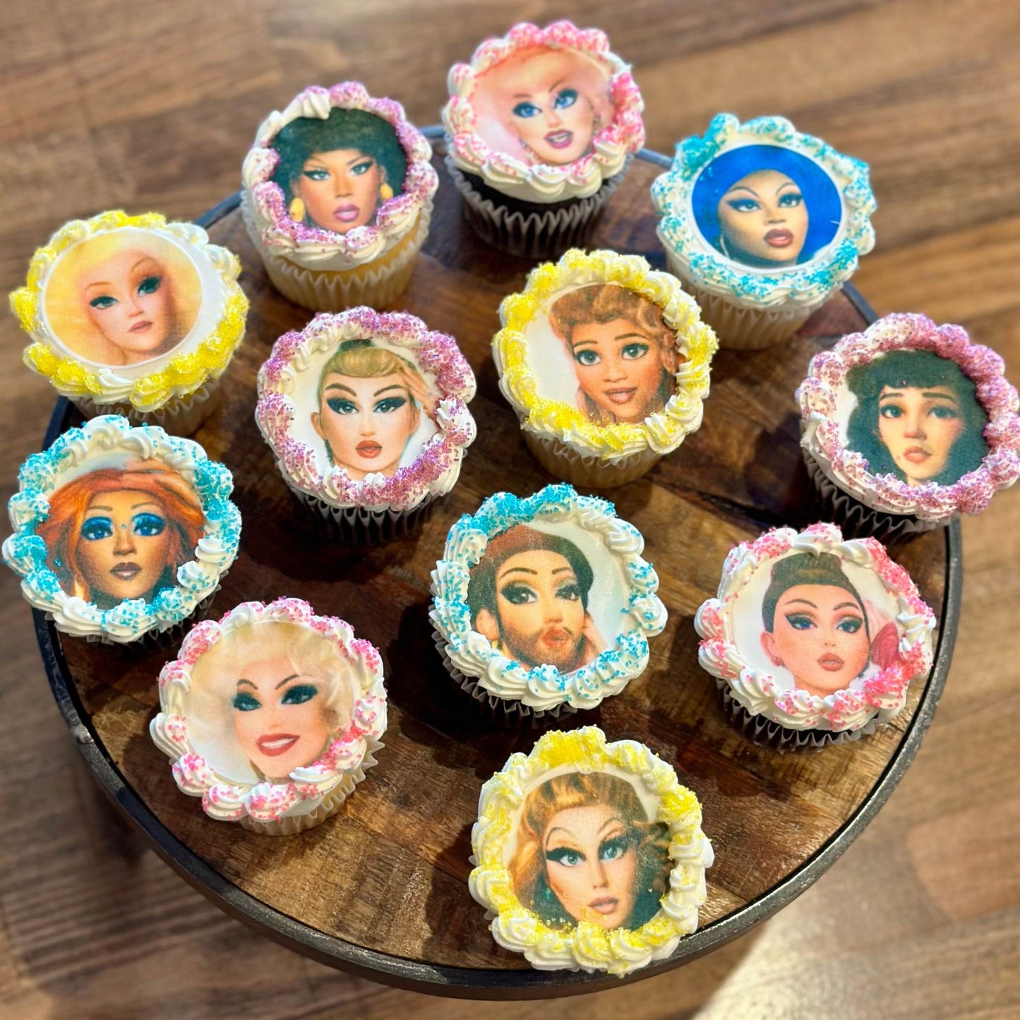 Drag Cartoon Cupcakes, Custom Image (Box of 6)