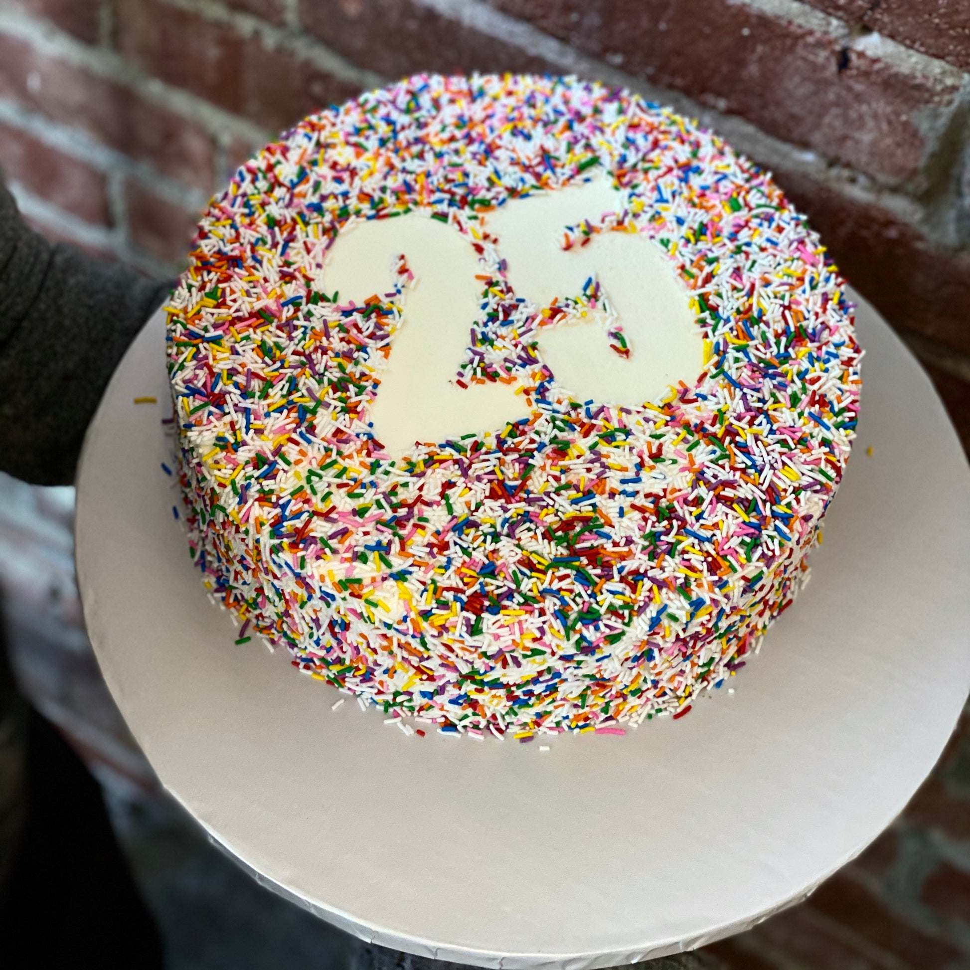 Sprinkle Cake with Number Stencil - Tre Mari Bakery